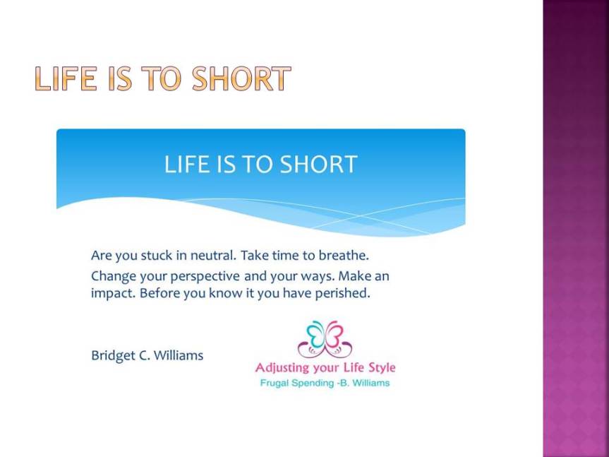 life is to Short 2- Bridget C. Williams